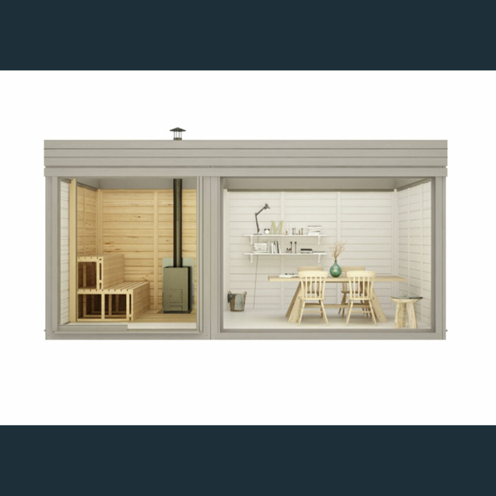 Sauna Cube – 3 x 5-6 m mit Lounge